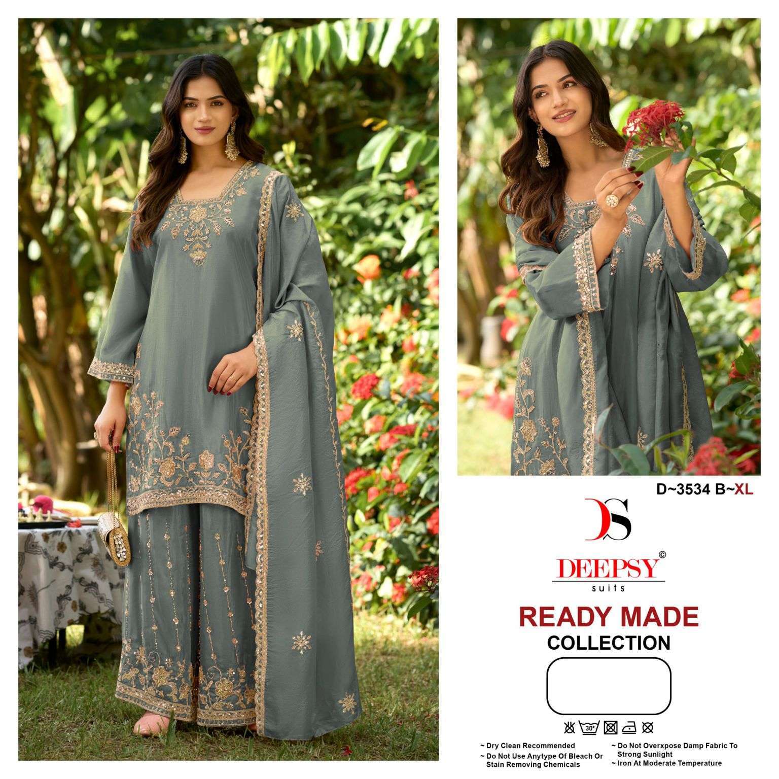 DEEPSY SUIT 3534 COLORS FANCY BEADS WORK READYMADE 3 PIECE SET WHOLESALER BEST RATE DEALER 