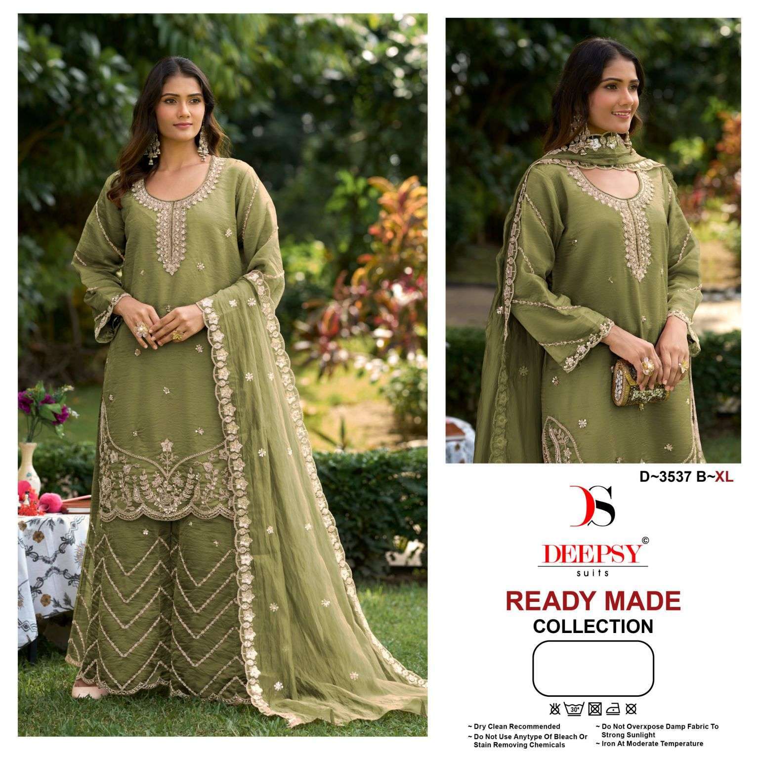 DEEPSY SUIT 3537 COLORS SILK HEAVY BEADS WORK READYMADE 3 PCS SET WHOLESALER 
