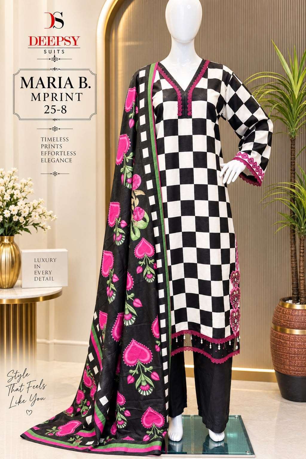 Deepsy Suits Mariab Mprint Vol 8 Pure Cotton Print Self Embroidery Heavy Patches Stitched Pakistani Style Readymade Suit Catalogue Wholesale Collection