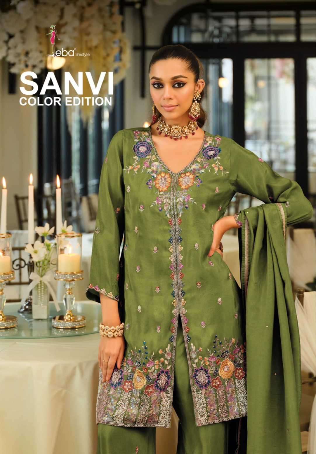 Eba Lifestyle Sanvi Color Simmer Beads Work Readymade Wholesale Catalogue
