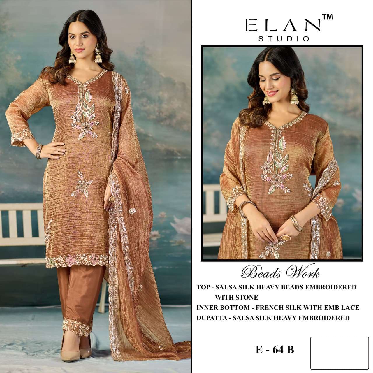 Elan Studio E-64 Salsa With Heavy Work Pakistani Suit Wholesale Catalogue