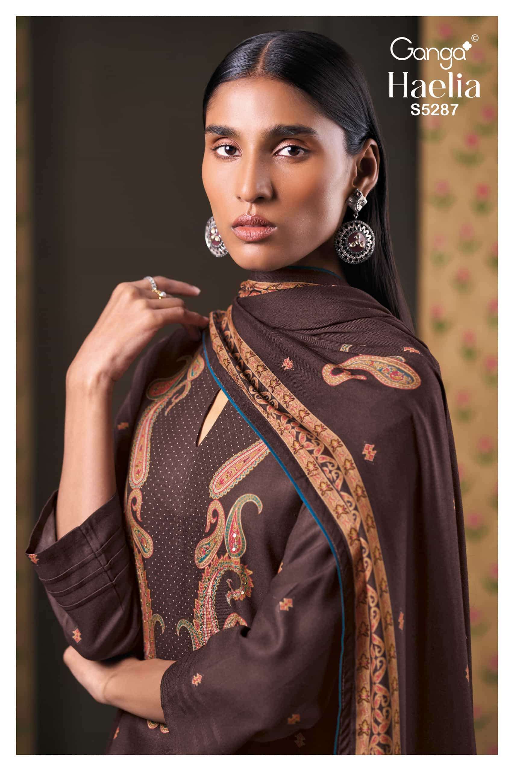 Ganga Fashion Haelia 5287 Pashmina Suit Wholesale Catalogue