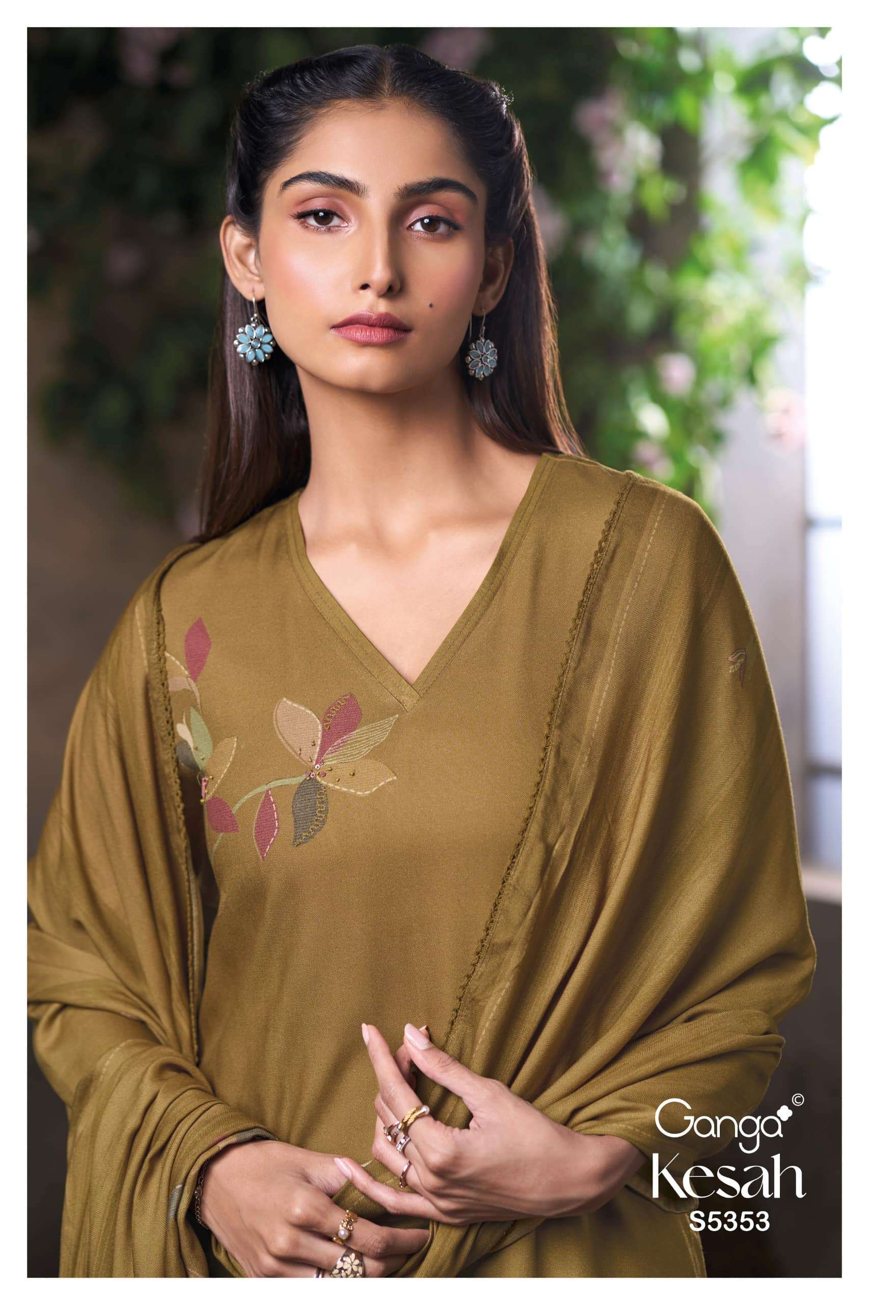 Ganga Fashion Kesah 5353 Pure Wool Pashmina Suit Wholesale Catalogue
