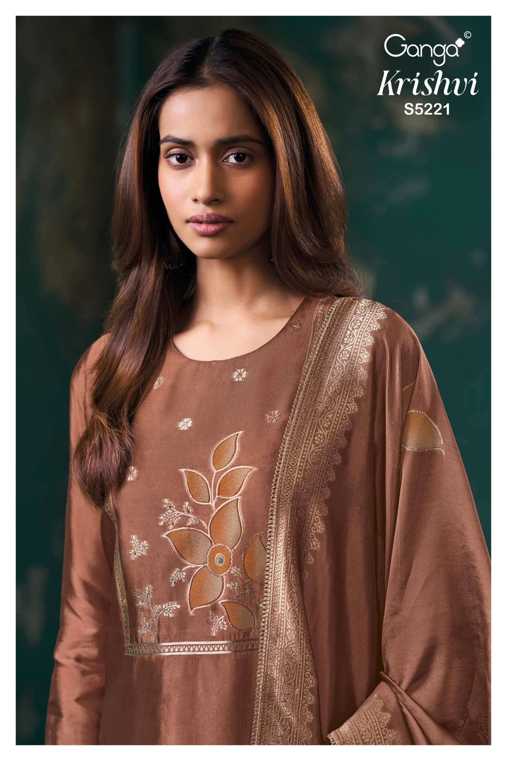 GANGA FASHION KRISHVI 5221 PURE WOVEN SILK SALWER KAMEEZ BEST RATE 2026