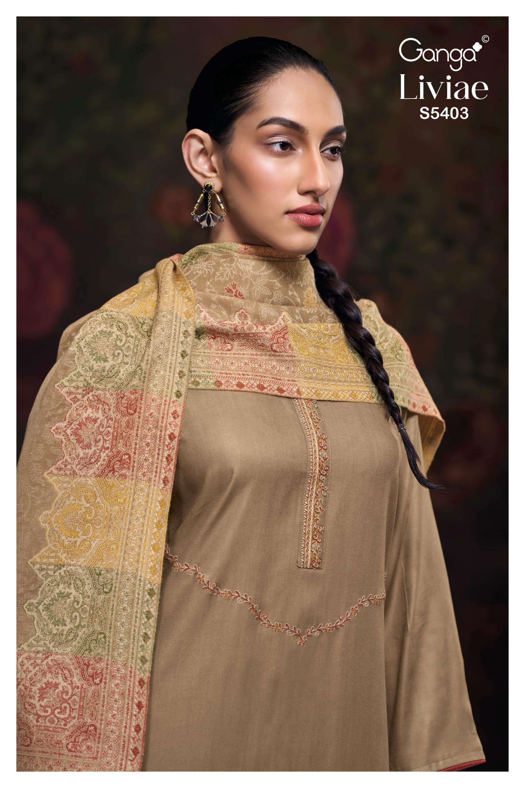 Ganga Fashion Liviae 5403 Pure Pashmina Suit Wholesale Catalogue