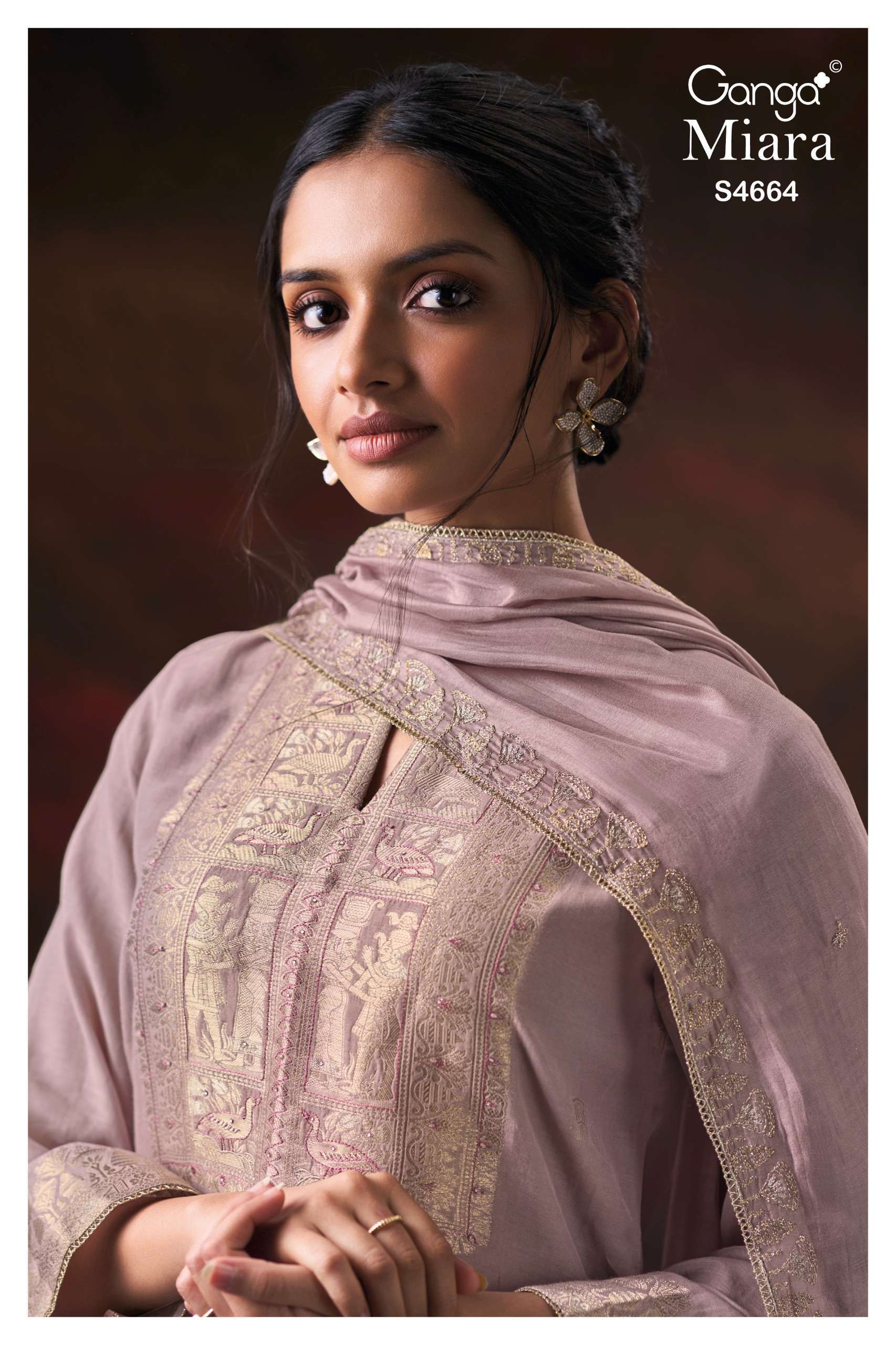 Ganga Fashion Miara 4664 Pure Banarasi Jacquard Suit Collection Wholesale