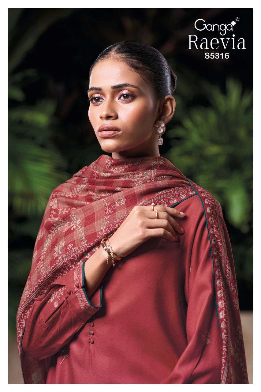 Ganga Raevia 5316 Wool Pashmina Winter Wear Designer Suit Collection Wholesale Catalogue Original Maajisa Fashion Surat