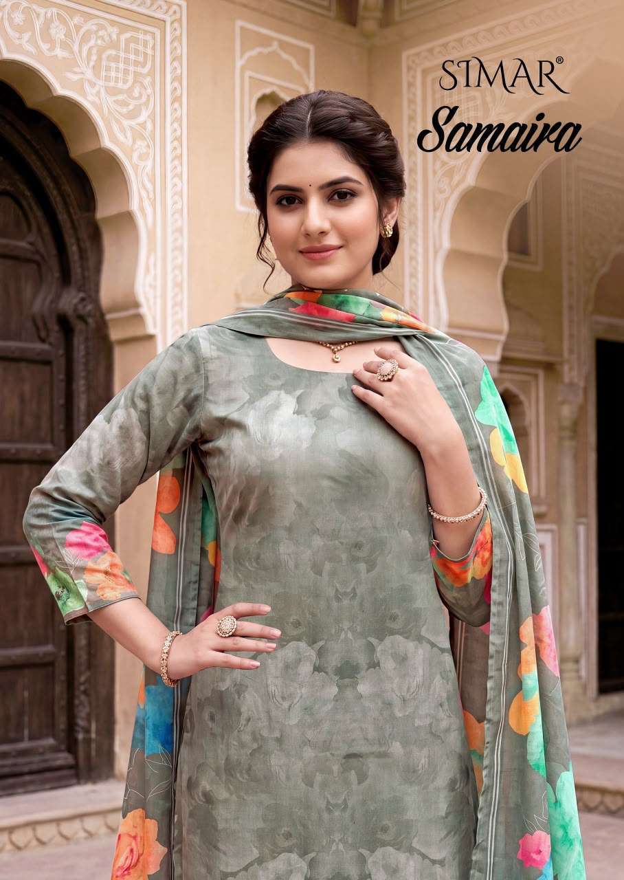 GLOSSY SAMAIRA VISCOSE MUSLIN DESIGNER SUIT WHOLESALER BEST RATE 2026