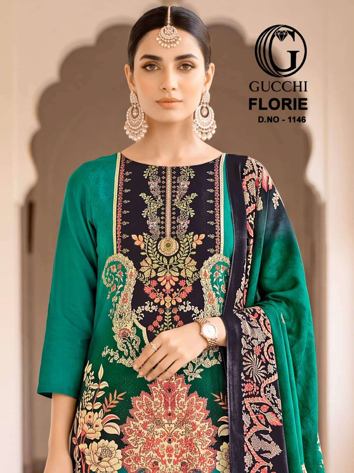 Gucchi Florie 1148 Digital Printed Pashmina Salwar Suit Wholesale Catalogue