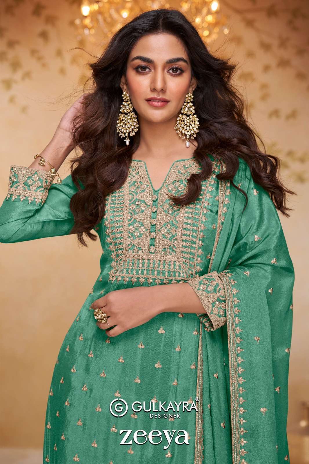 Gulkayra Zeeya - Premium Chinon Embroidered Designer Suit - 3 Pcs Wholesale @2895