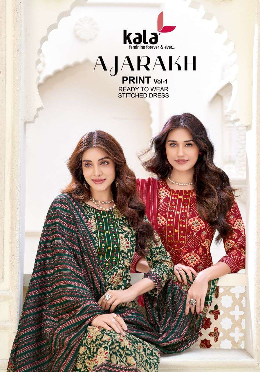 KALA FASHION AJARAKH PRINT VOL 1 COTTON READYMADE SALWER KAMEEZ BEST RATE 2026