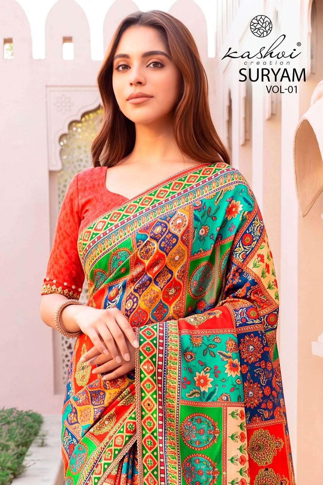 Kashvi Creation Suryam Chinon Digital Printed Saree Collection