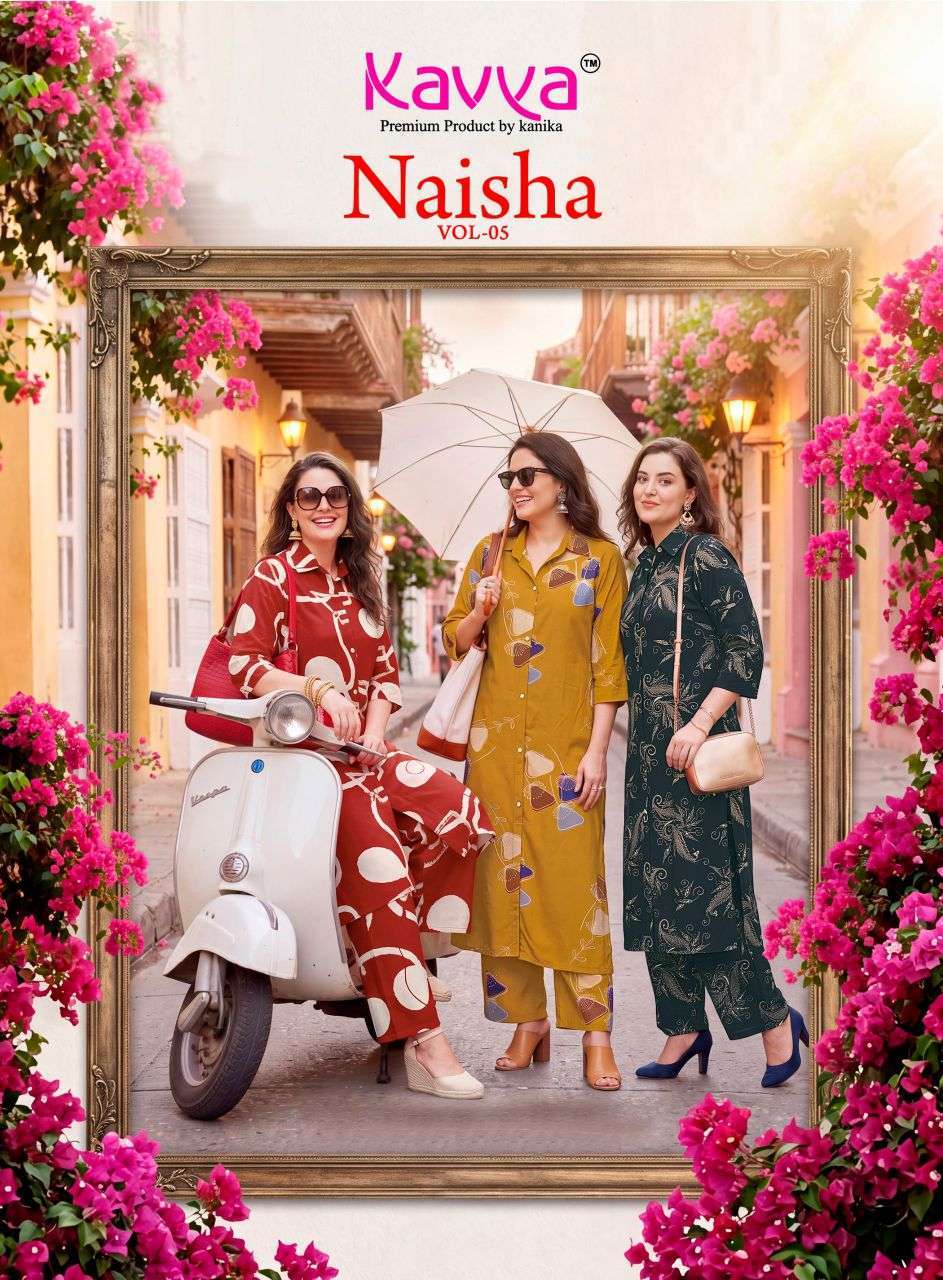 Kavya Naisha Vol-5 Rayon Casual Wear Cord Set