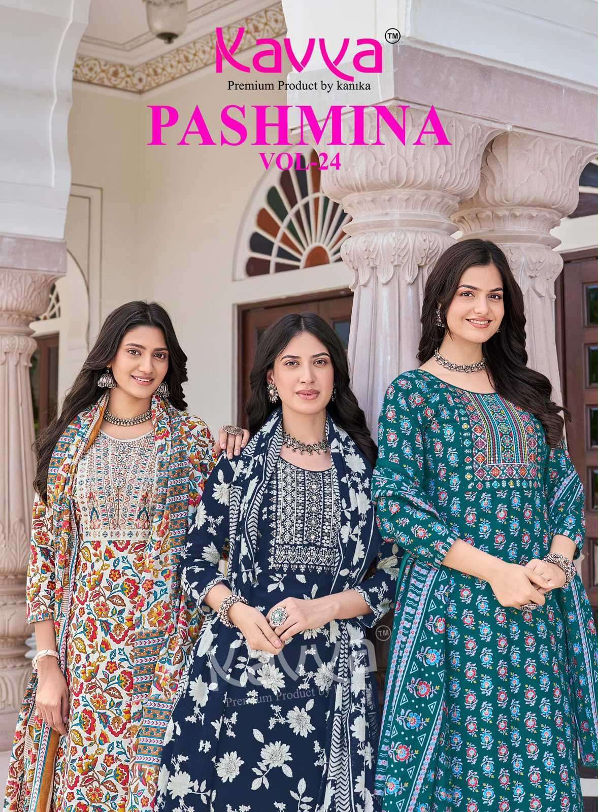 Kavya Pashmina Vol-24 Cotton Embroidered Readymade Wholesale Catalogue