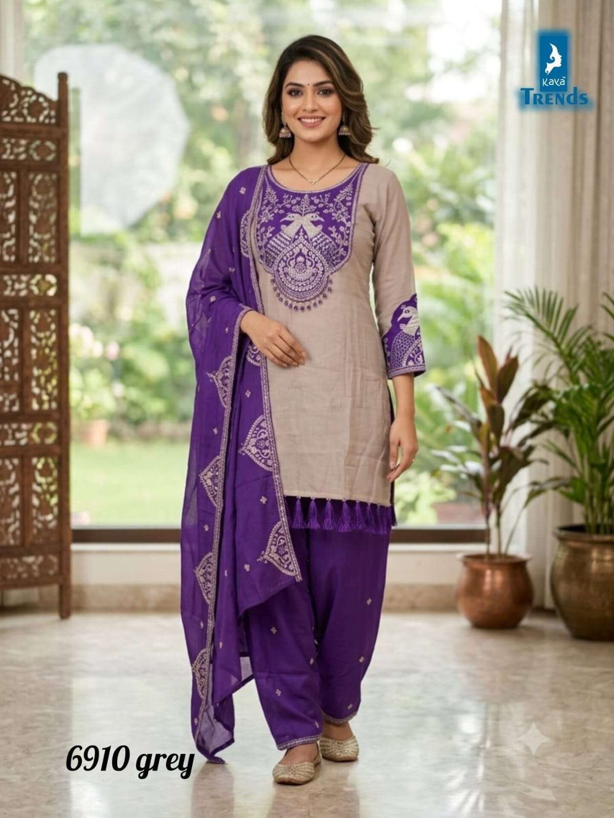 KAYA 6910 COLORS CHIFFON FANCY READYMADE 3 PCS SET EXPORTERS 