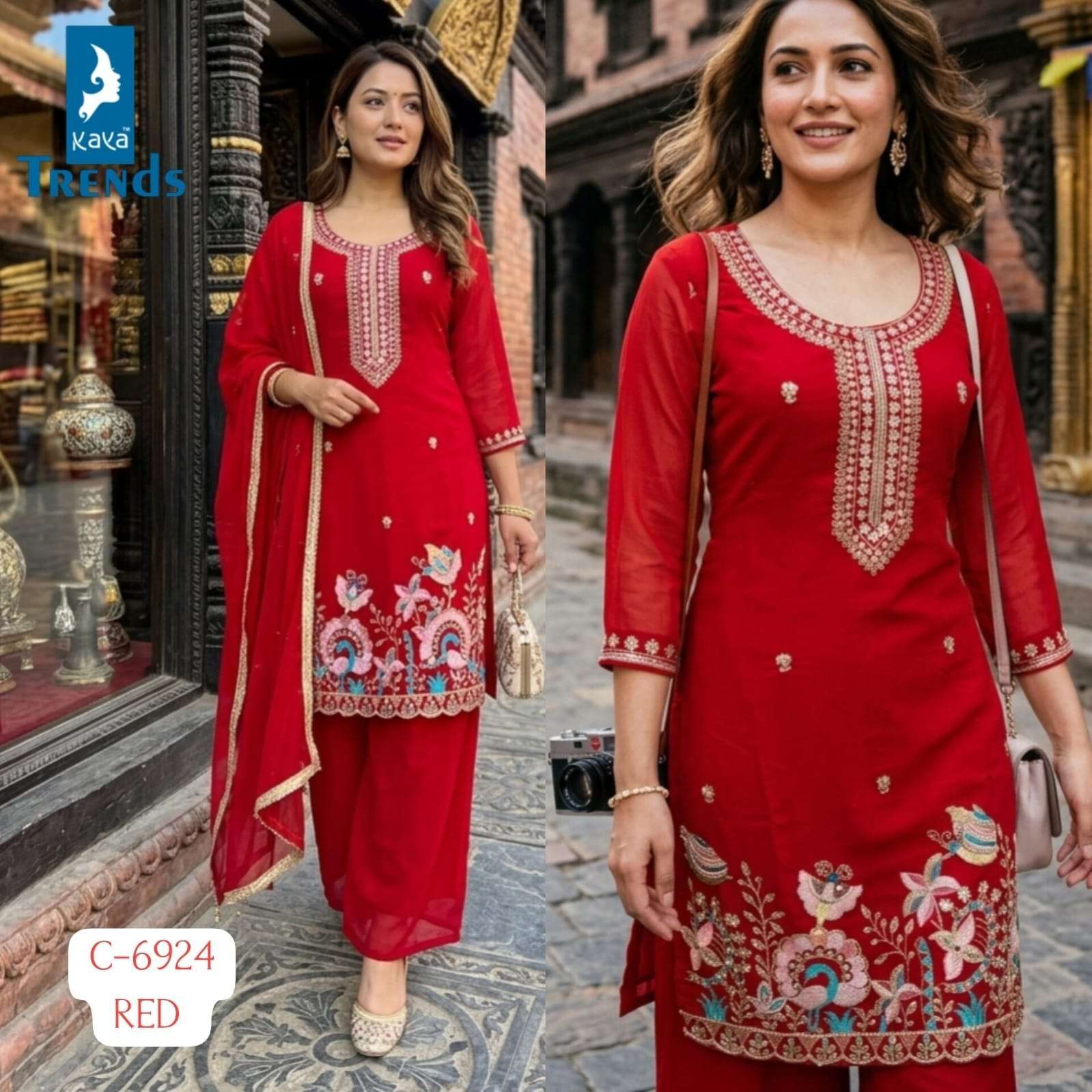 KAYA 6924 GEORGETTE WITH BEADS WORK READYMADE SALWER KAMEEZ WHOLESALER 