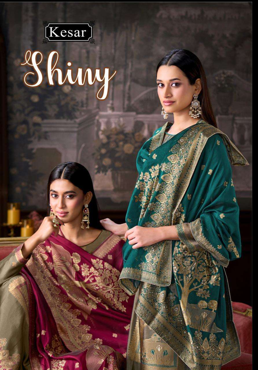 Kesar Shiny Jacquard Suit Wholesale Catalogue