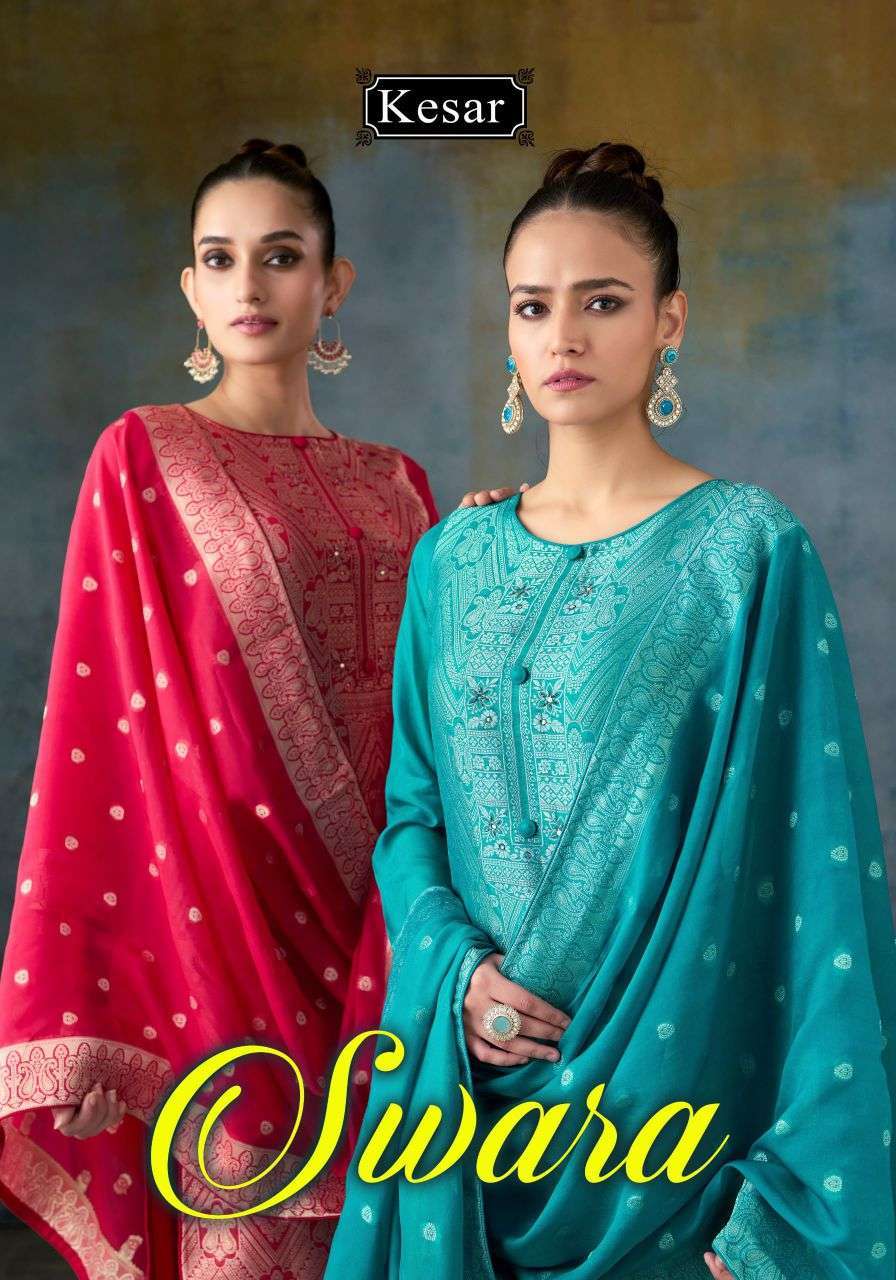 Kesar Swara Pure Banglory Silk With Heavy Embroidery And Khatli Work Designer Dress Material Catalogue Wholesale Collection
