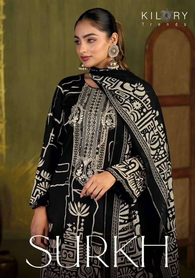 Kilory Trendz Surkh Gaji Silk Suit Wholesale Catalogue