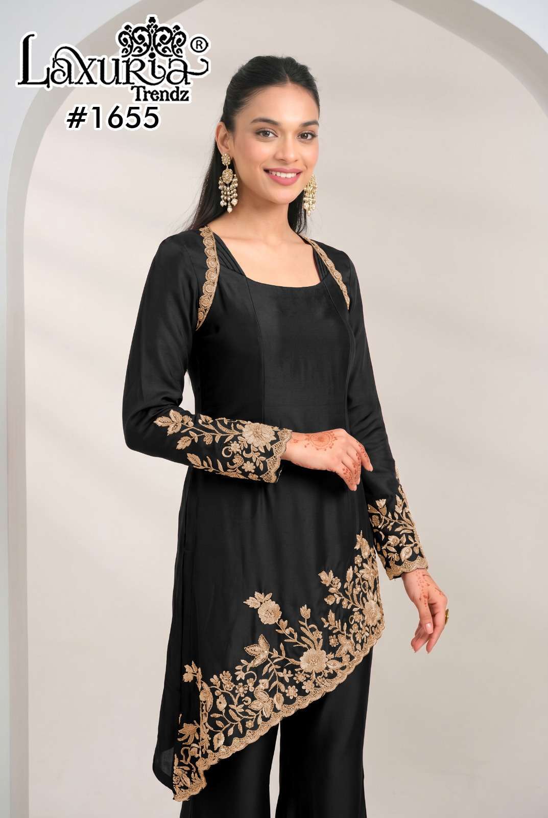 LAXURIA TRENDZ 1655 SATIN WORK READYMADE 3 PIECE SET WHOLESALER BEST RATE DEALER 