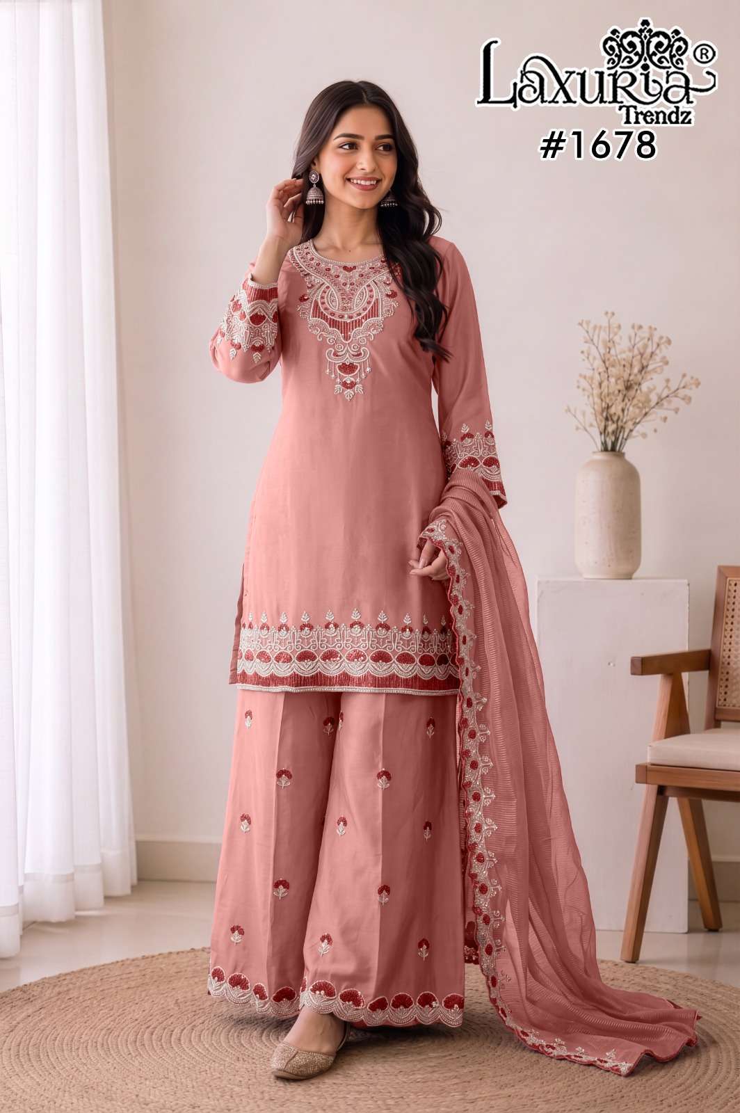 LAXURIA TRENDZ 1678 RANGOLI FANCY WORK DESIGNER READYMADE SALWER KAMEEZ BEST RATE DEALER 2026