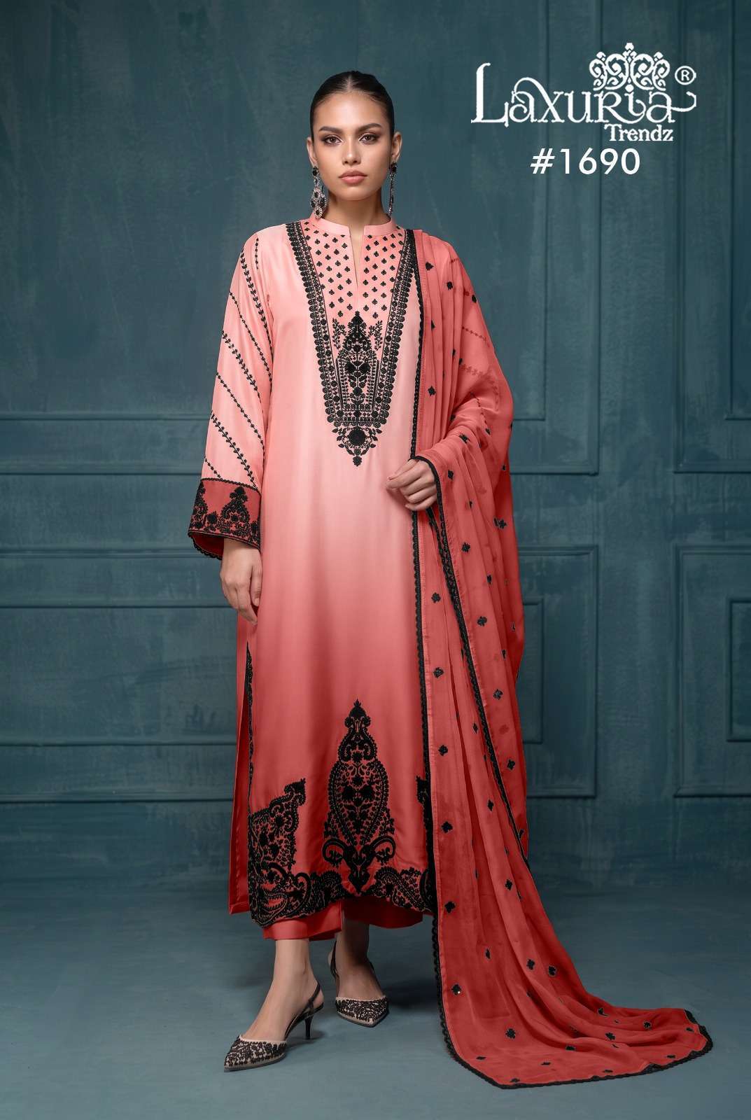 LAXURIA TRENDZ 1690 SATIN DESIGNER READYMADE SUIT WHOLESALE PRICE DEALER 