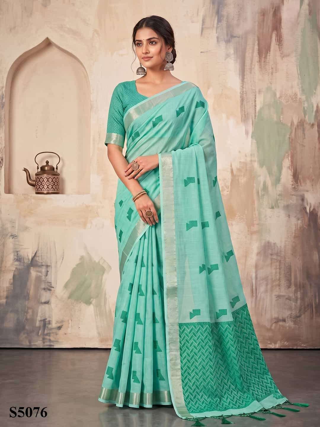 Mahotsav Ellie Linen Fabric Saree Wholesale @ Rs.1600 - 8 Pcs Set