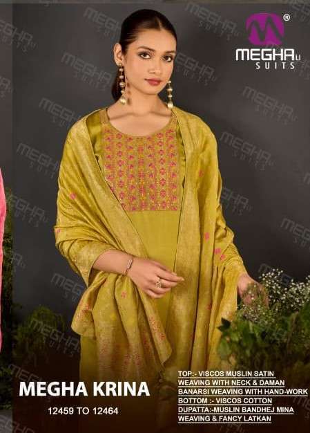 Meghali Suit Krina Pure Viscose Muslin Salwar Kameez Wholesale Catalogue - Kesar Karachi Original
