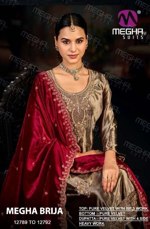Meghali Suits Brija Pure Velvet Salwar Suit Wholesale Price - 4 Pcs Set Rate 1999 - Original Meghali Suits