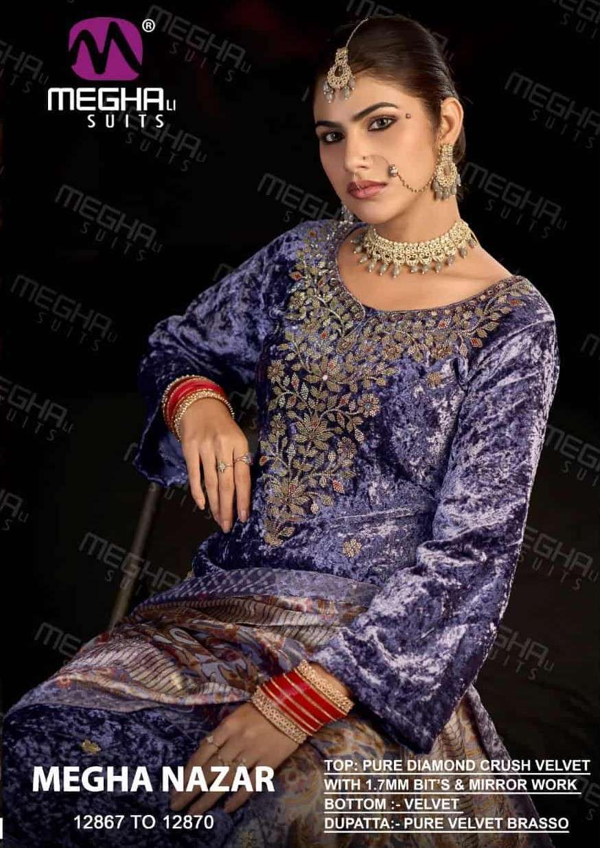 Meghali Suits Nazar Velvet Suit Collection Wholesale Catalogue Original Maajisa Fashion Surat
