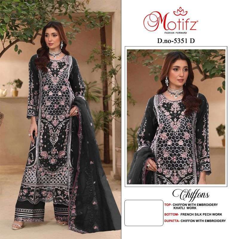 Motifz 5351 Chiffon Pakistani Suit Wholesale Catalogue