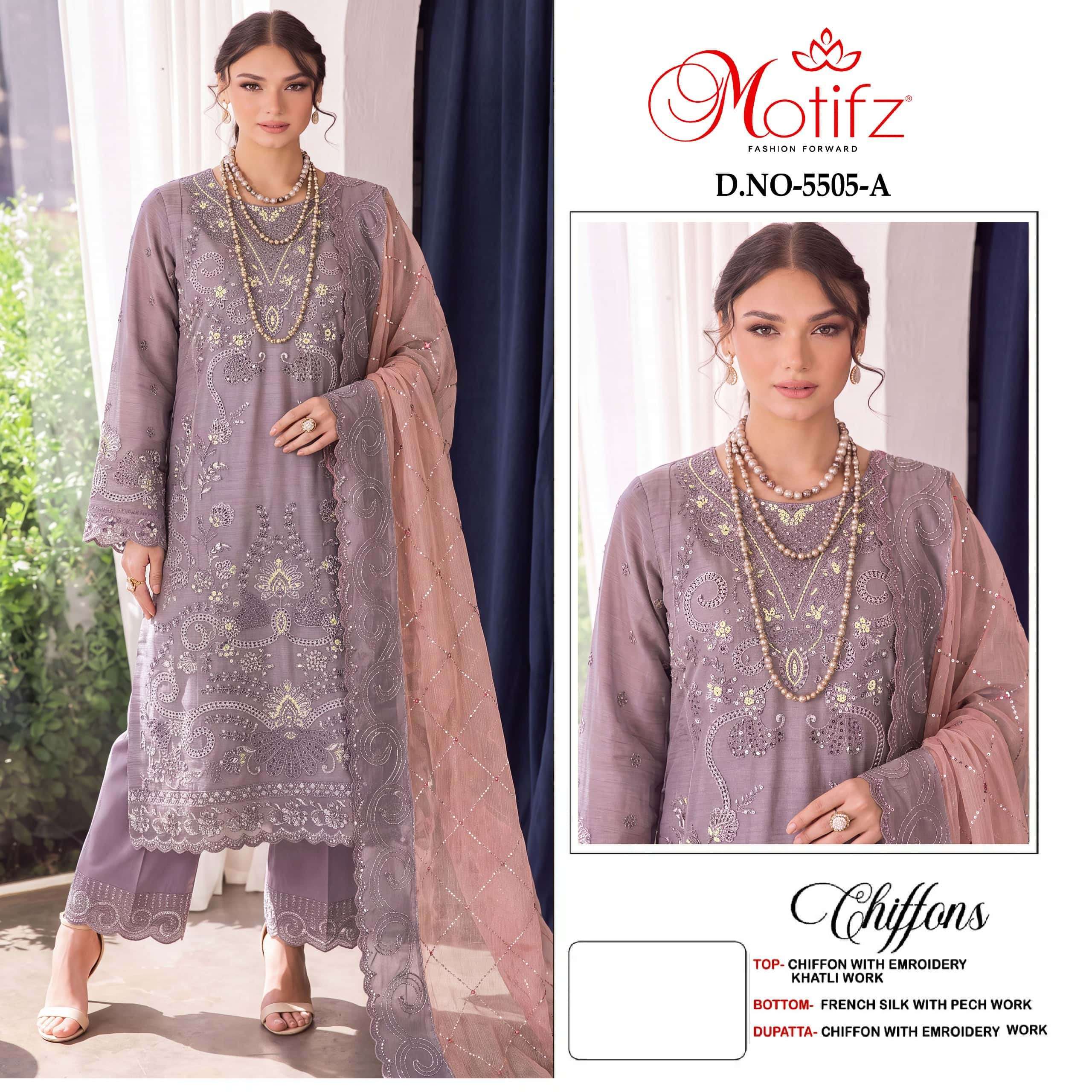Motifz D-5505 Designer Salwar Suit Wholesale Price - Original Motifz Catalog - Pakistani Collection