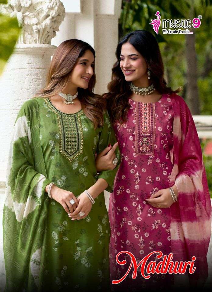MYSTIC 9 LATEST CATALOGUE MADHURI VOL 2 PREMIUM QUALITY READYMADE 3 PCS SET WHOLESALER 