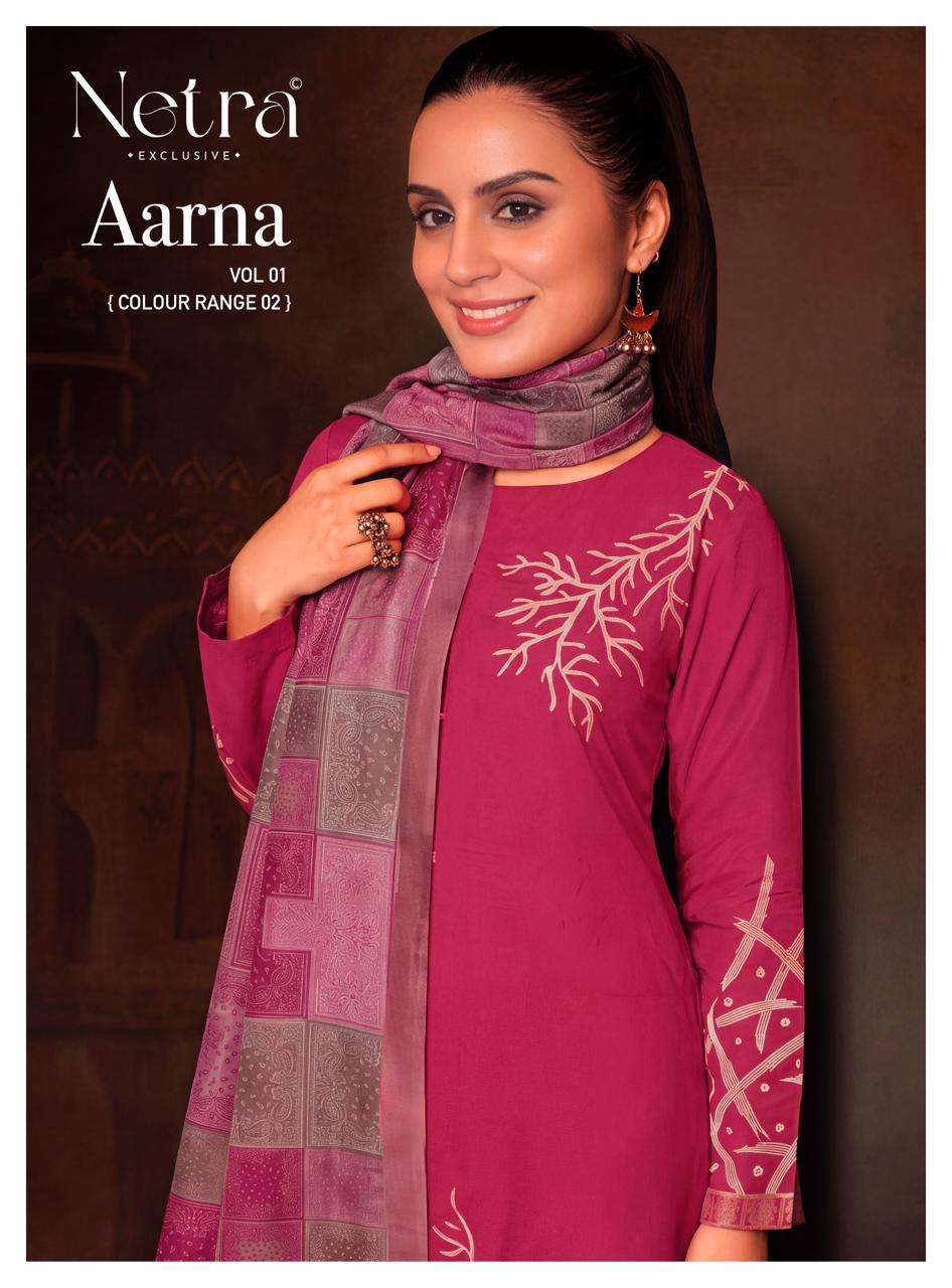 Netra Aarna Vol 1 Colour Range 2 Muslin Jacquard Suit Collection