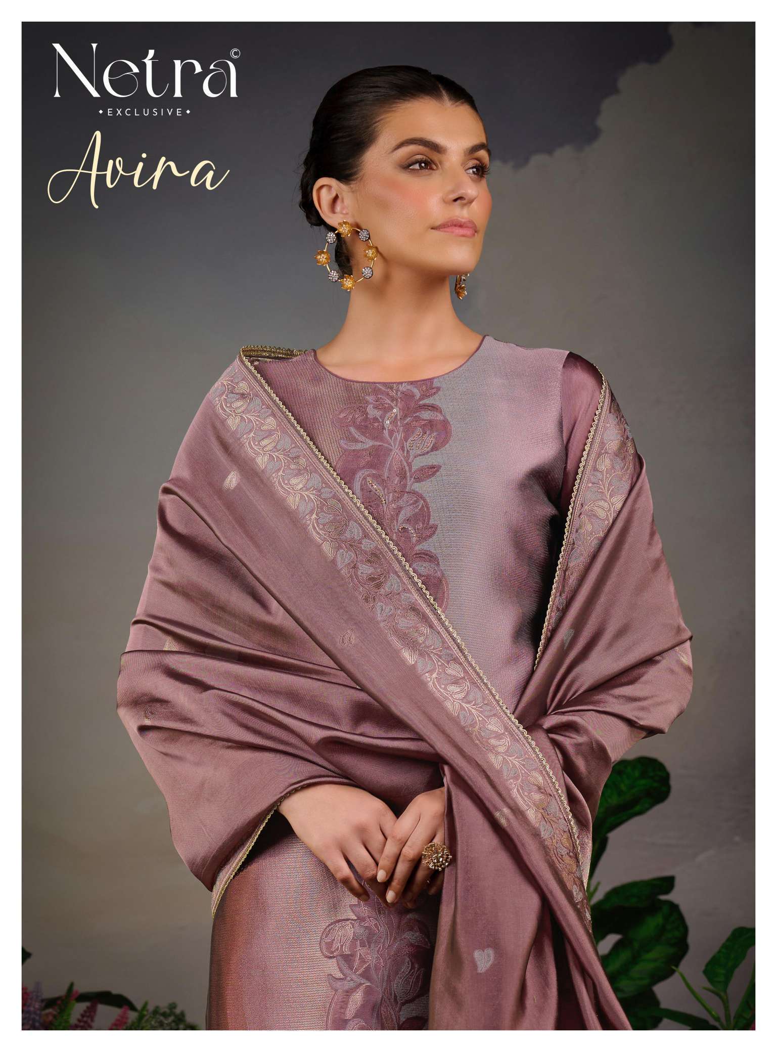 Netra Avira Premium Viscose Woven Silk Jacquard With Handwork Dress Material