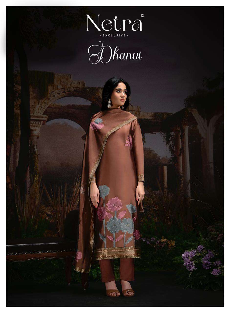 Netra Dhanvi Pure Viscose Weaving With Khatli Handwork Designer Dress Material Catalogue Wholesale Collection