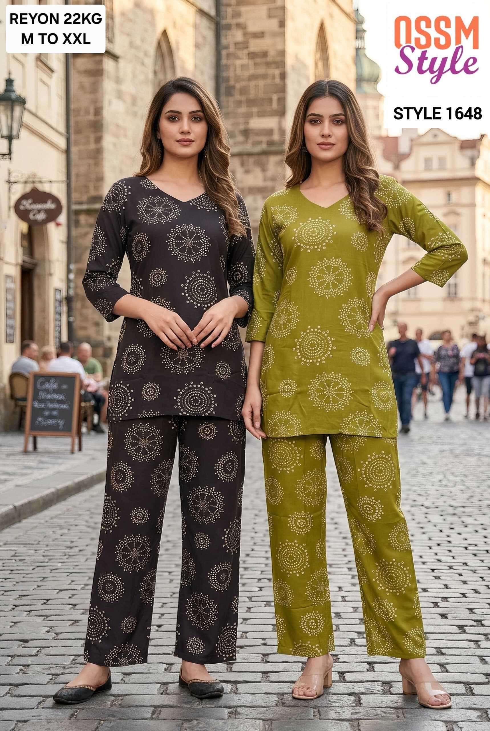 Ossm Style 1646-1650 Rayon Printed Cord Set Collection Wholesale Catalogue Original Maajisa Fashion Surat