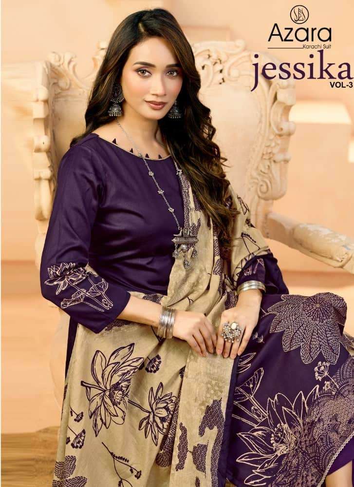 Radhika Azara Jessika Vol 3 Pure Jam Cotton Designer Print With Hand Aari Work Dress Material Wholesale