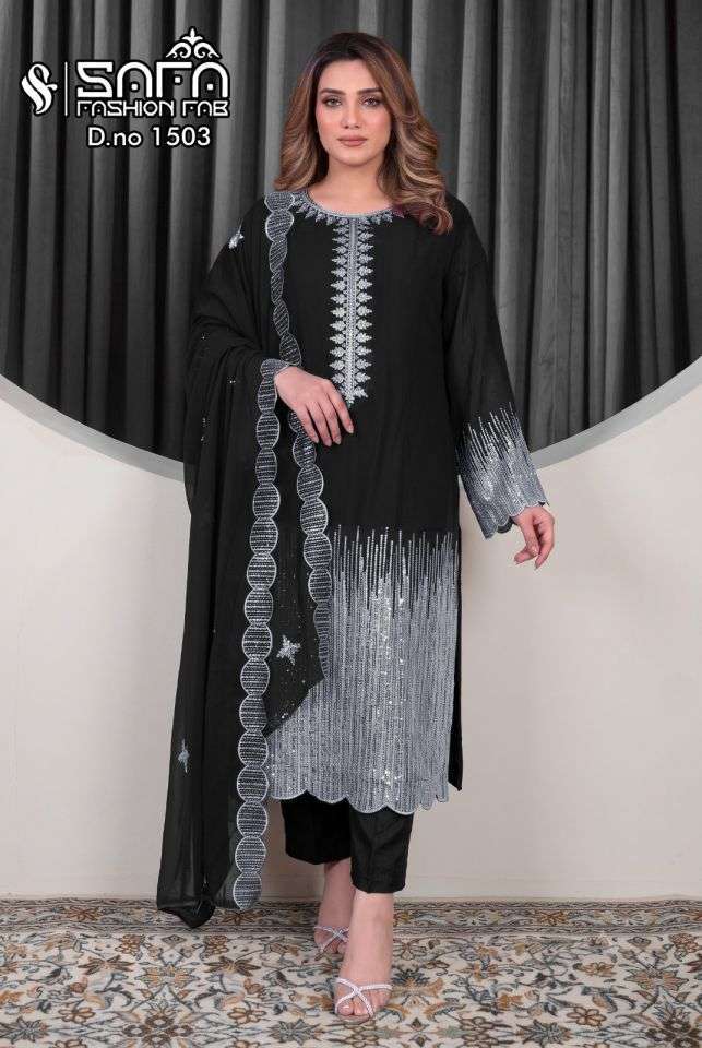 SAFA FASHION FAB 1503 PARTYWEAR 3 PIECE PAKISTANI LATEST CATALOGUE WHOLESALER 