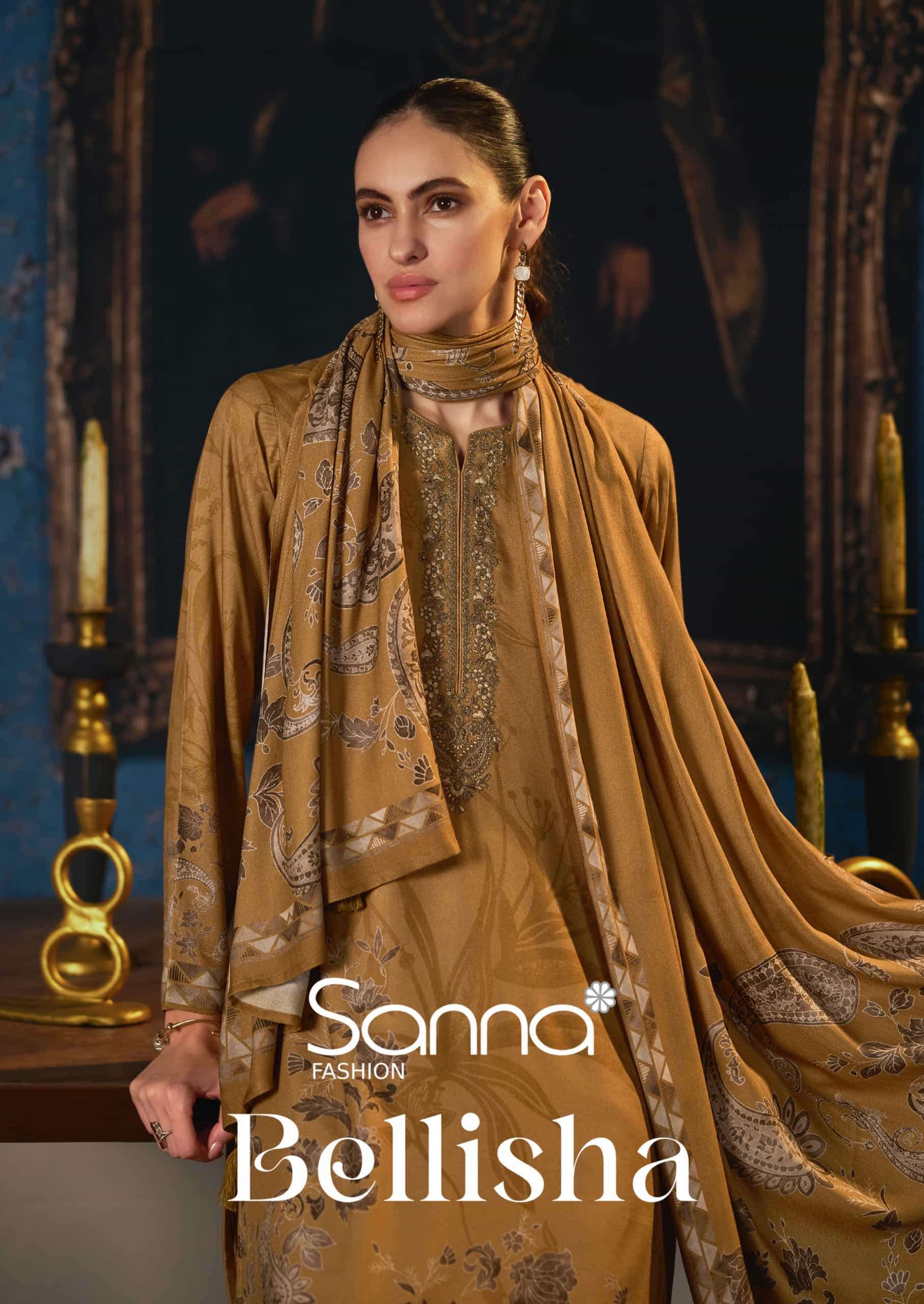 Sanna Fashion Bellisha Digital Printed Pashmina Winter Suit Wholesale Catalogue