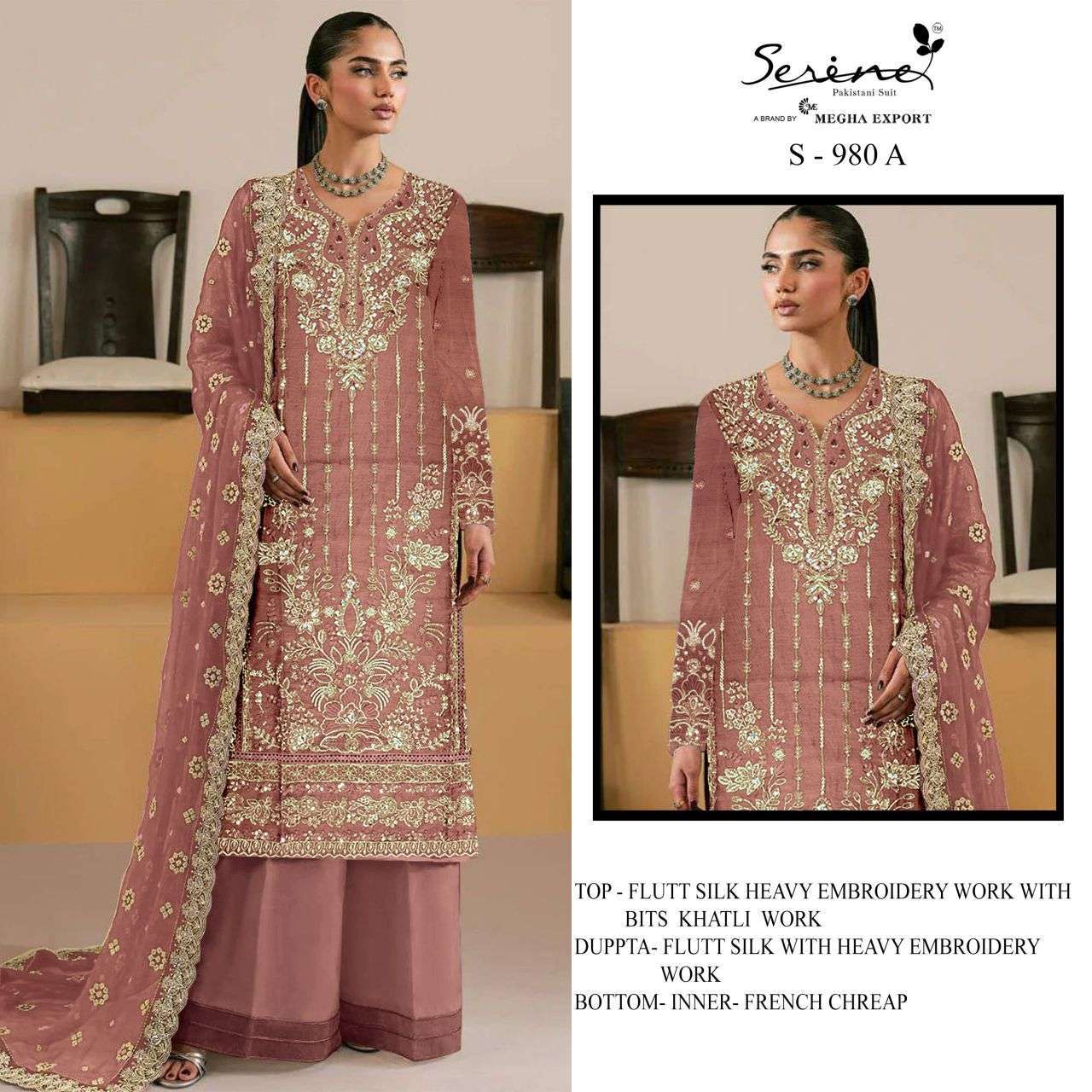 SERINE S 980 SILK HEAVY EMBROIDERED KHATLI WORK PAKISTANI SUIT WHOLESALER BEST RATE 2026