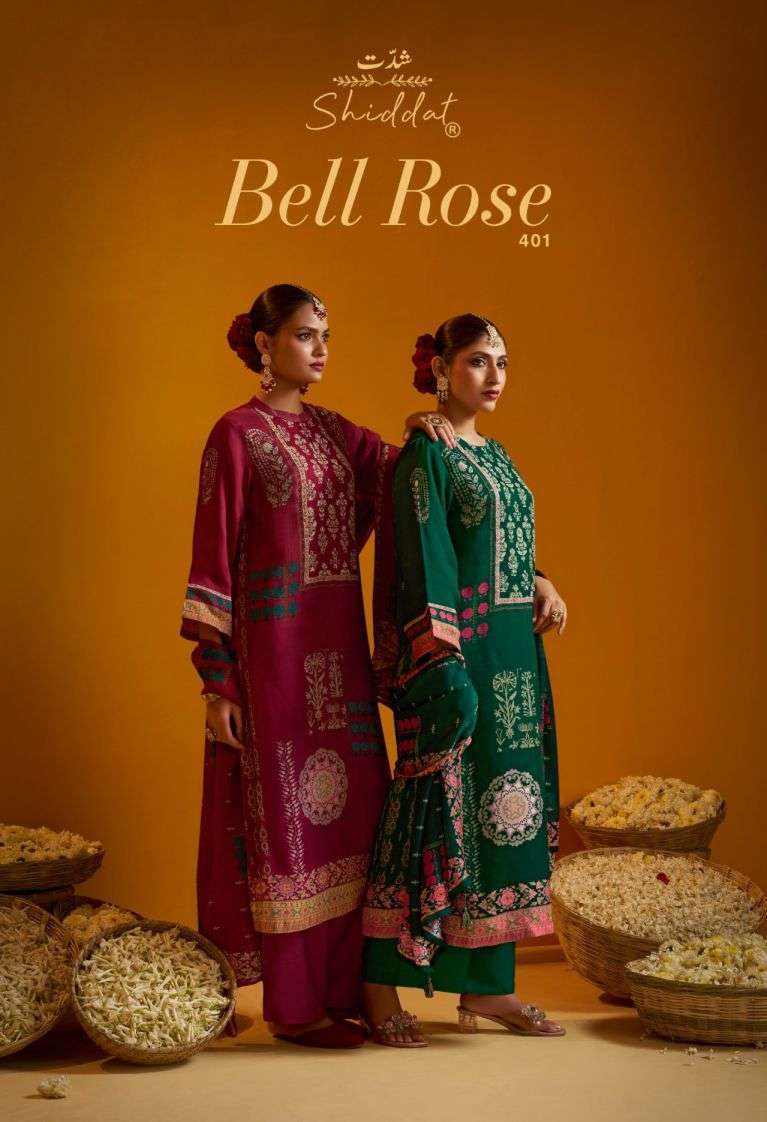 SHIDDAT BELL ROSE 401 VISCOSE ORGANZA DIGITAL PRINTED SALWER KAMEEZ BEST RATE WHOLESALER 