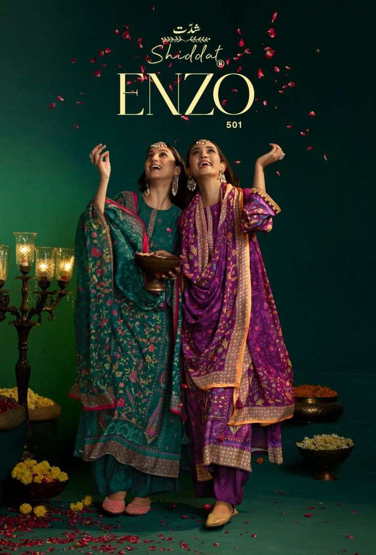 SHIDDAT ENZO 501 VISCOSE MUSLIN PRINTED SALWER KAMEEZ BEST RATE DEALER 