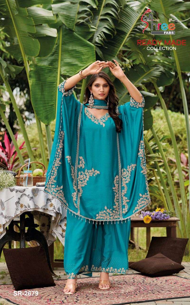 SHREE FAB 2679 CHINON SILK READYMADE SUIT WHOLESALER BEST RATE DEALER 
