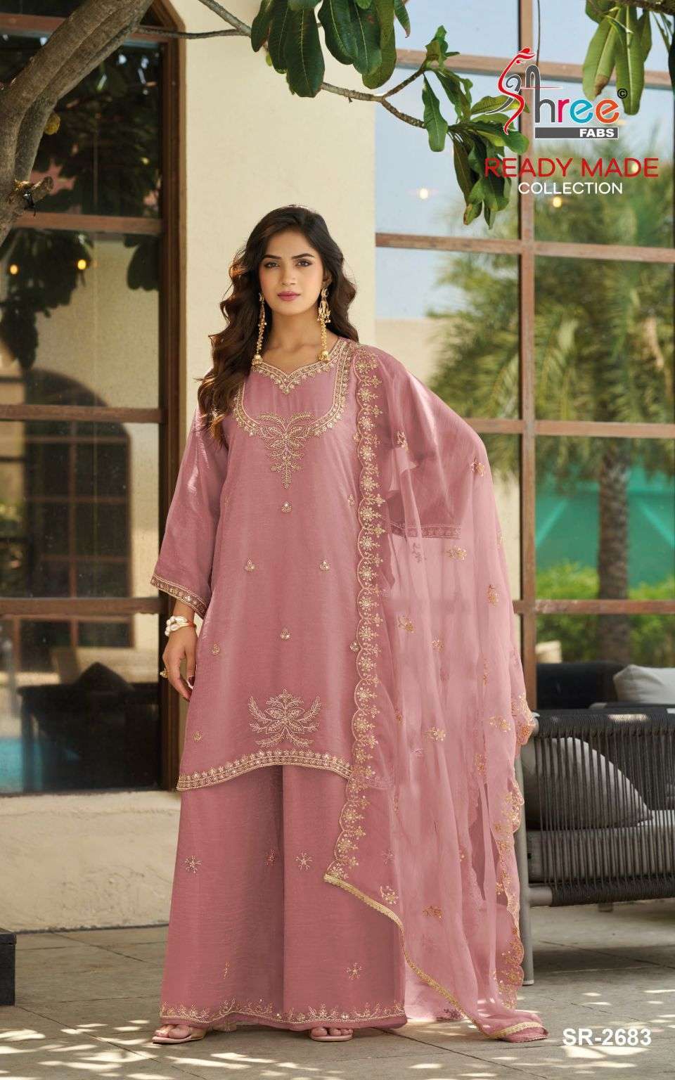 SHREE FAB 2683 VISCOSE GLASS CHIFFON READYMADE PAKISTANI SUIT WHOLESALER 
