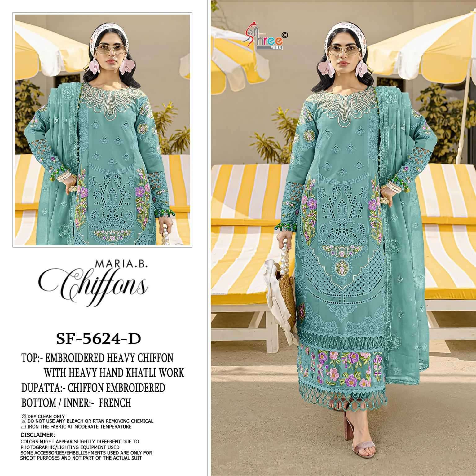 Shree Fabs 5624 Chiffon Embroidered Pakistani Suit Collection Wholesale Catalogue Original Maajisa Fashion Surat