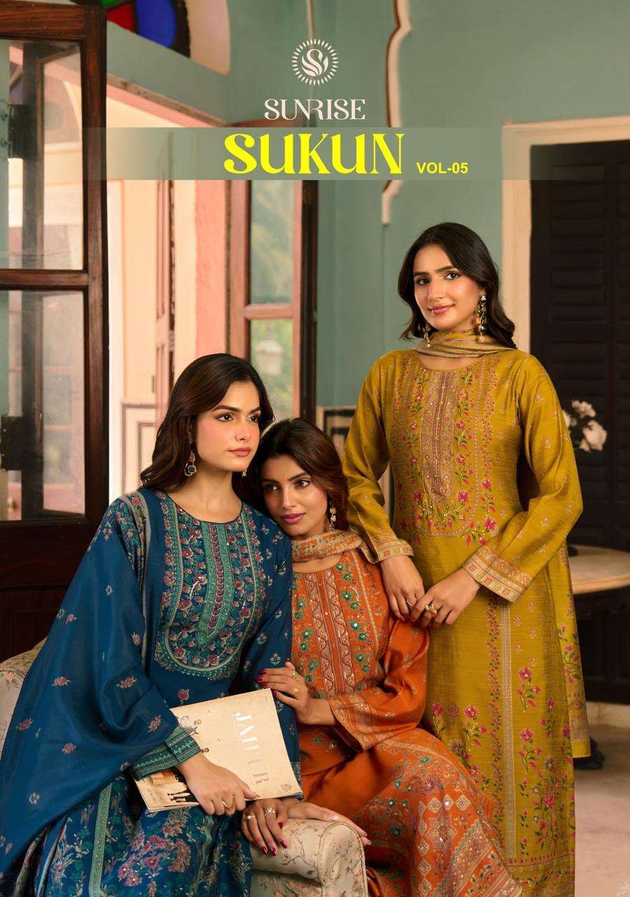 Sunrise Sukun Vol 5 Silk Salwar Kameez Wholesale Catalogue