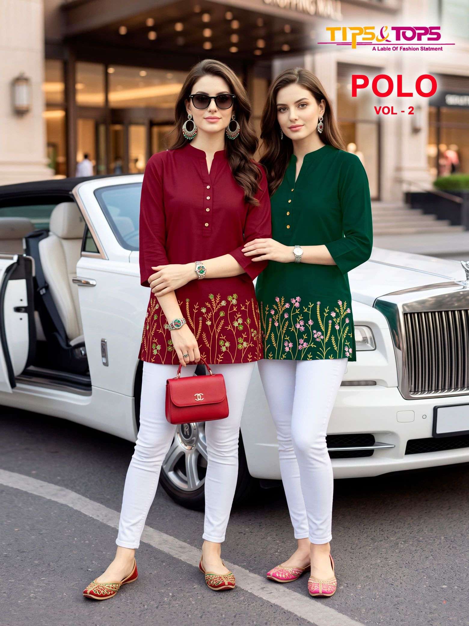 Tips And Tops Polo Vol 2 Pure Rayon With Printed Work Designer Short Top Catalogue Wholesale Collection