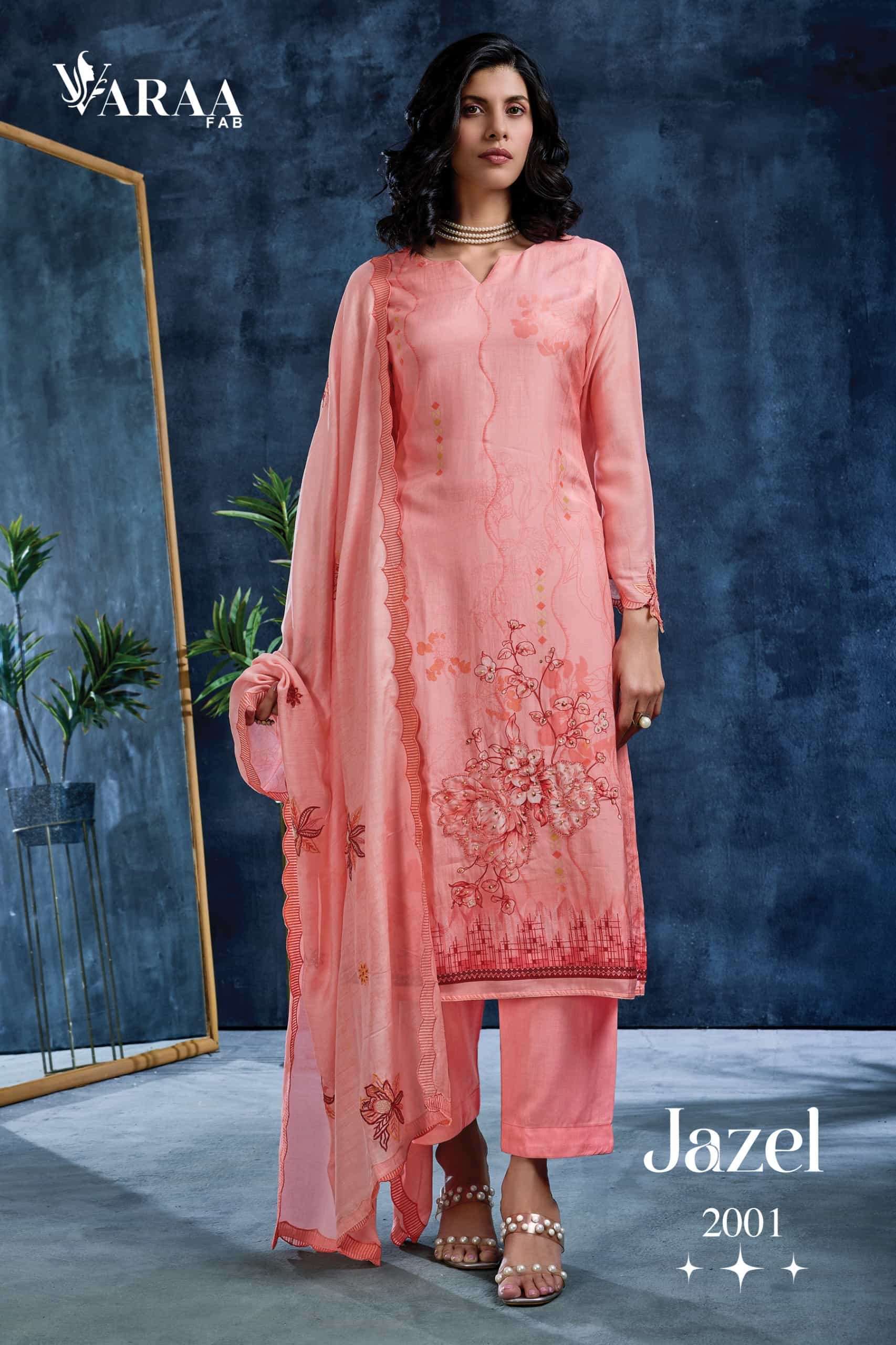 Varaa Fab Jazel Pure Muslin Fancy Designer Salwar Suit Catalog Wholesale @ 1690 - 4 Pcs Set