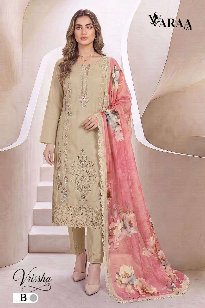 Varaa Fab Vrissha Vol-1 Pure Viscose Muslin Designer Suits Wholesale Collection